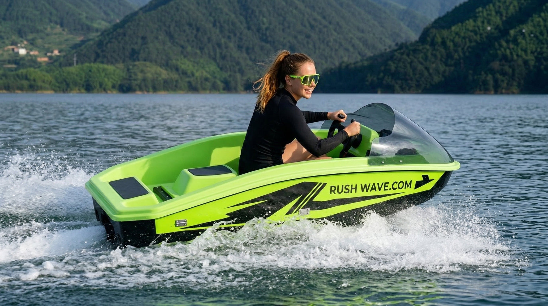 Rush Wave electric jet boat on the water